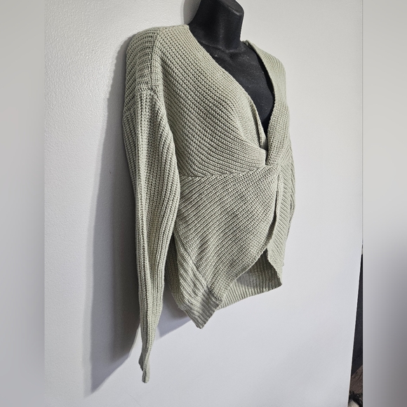Maverick the collection light green twist back sweater reversible medium M - Picture 6 of 9